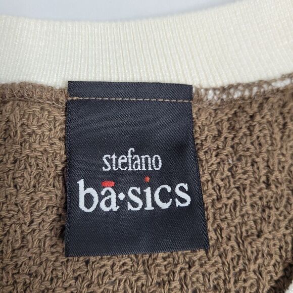 VINTAGE 90s Y2K sweater‎ brown knit v-neck short sleeve top S - Picture 4 of 8